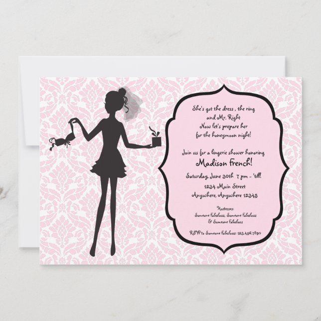 Invitation de douche de lingerie de partie de (Devant)