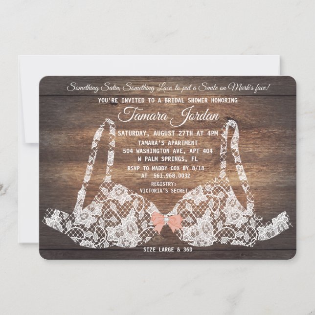 Invitation de douche de lingerie en dentelle en bo (Devant)