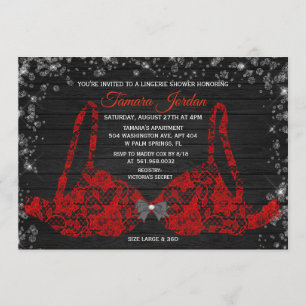 Invitation de douche de lingerie en dentelle rouge