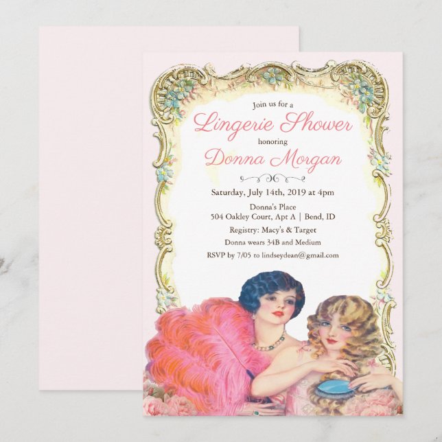 Invitation de douche de lingerie victorienne vinta (Devant / Derrière)