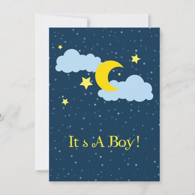 Invitation de douche de lune et de bébé d'étoiles (Devant)