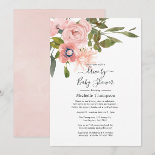 Invitation de douche de mariage en fleurs rose pâl