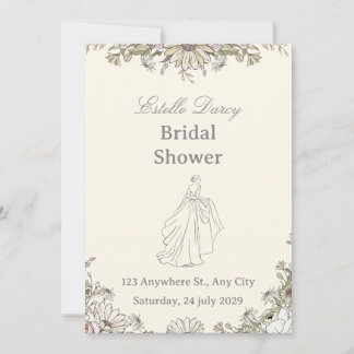 Invitation de douche de mariage florale élégante, 