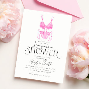 Invitation de douche de mariage rose moderne linge