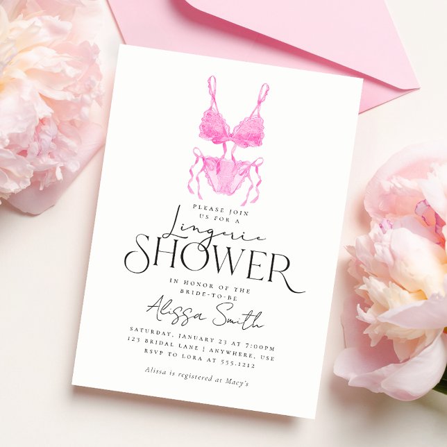Invitation de douche de mariage rose moderne linge (Créateur téléchargé)