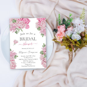 Invitation de douche de mariée aux roses florales