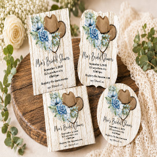 Invitation de douche de mariée cowgirl florale ble