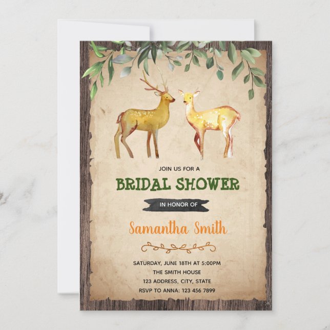Invitation de douche de mariée de chasse au cerf (Devant)