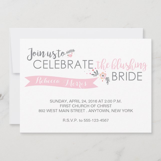 Invitation de douche de mariée rougissante (Devant)