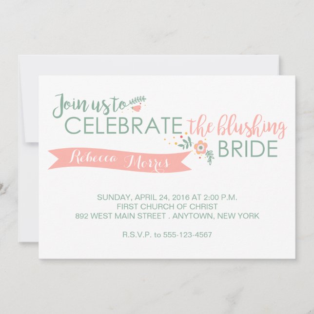 Invitation de douche de mariée rougissante (Devant)