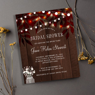 Invitation de douche de mariée rustique à feuilles