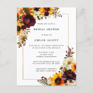Invitation de douche de mariée Tournesol d'automne