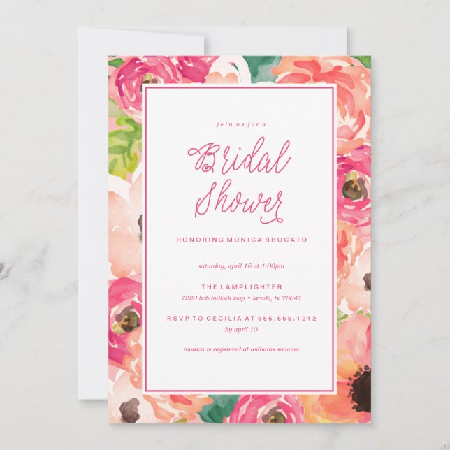 Invitation de douche de nuptiale TROPICALE FLORALE (Devant)