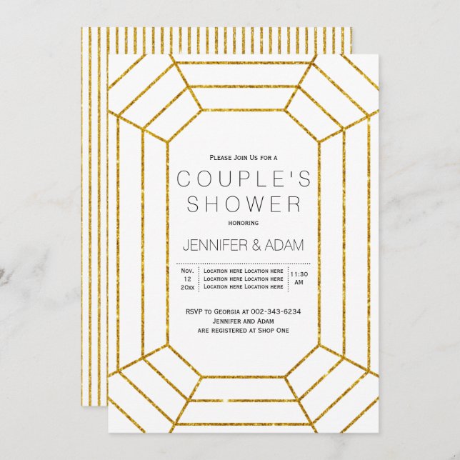Invitation de douche du couple mariage en diamant  (Devant / Derrière)
