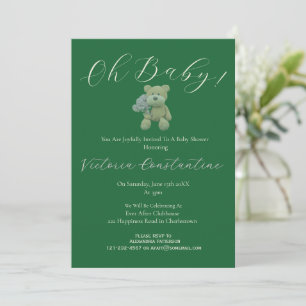 Invitation de douche élégante verte menthe Oh Baby