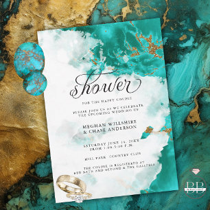 Invitation de douche Géode Turquoise Moderne