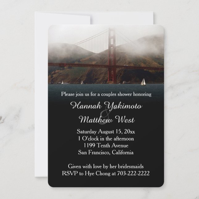 Invitation de douche Golden Gate San Francisco Cou (Devant)