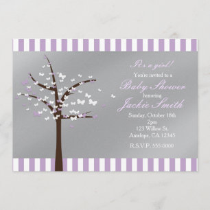 Invitation de douche Lavande et Grise d'Arbre de P