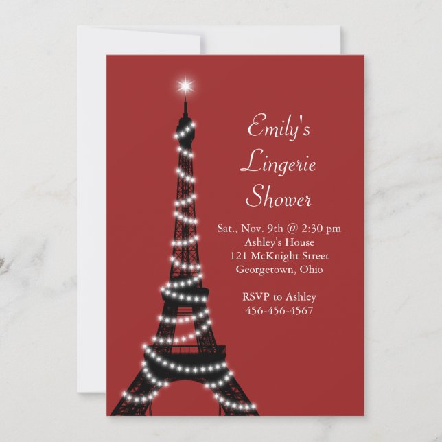 Invitation de douche Lingerie Paris Lights (Devant)