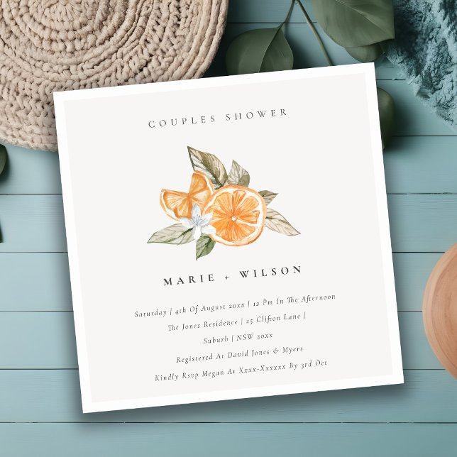 Invitation de douche minimal Boho Boho Foliage cou (Créateur téléchargé)