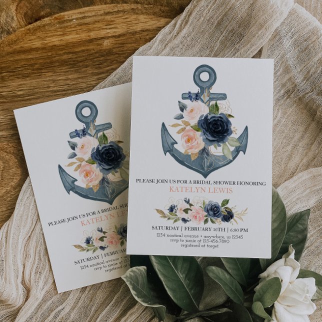 Invitation de douche nautique avec fleurs (Créateur téléchargé)