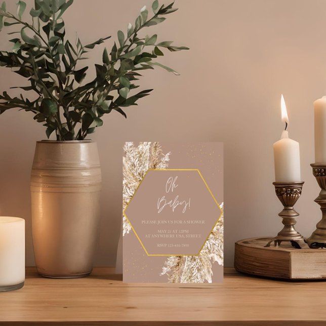 Invitation de douche neutre sur le thème Boho Pamp (Créateur téléchargé)