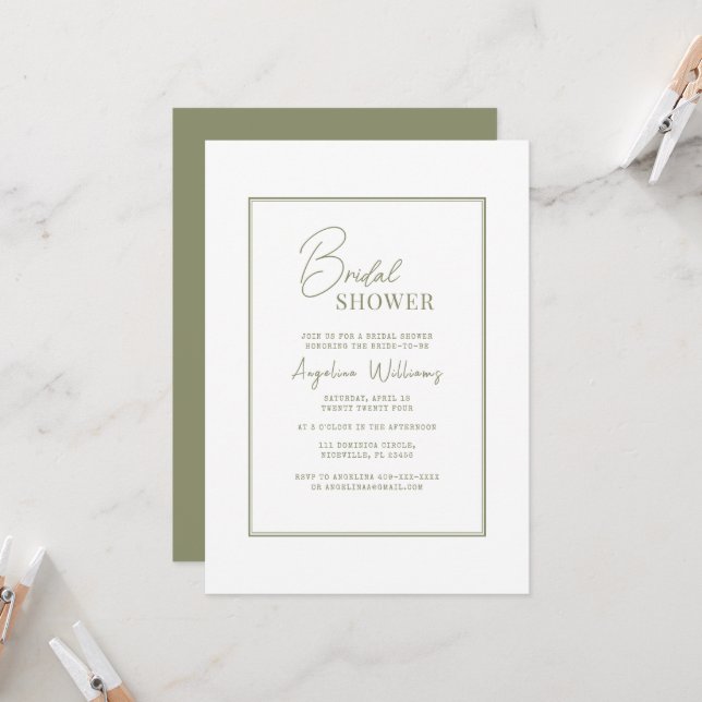 Invitation de douche nuptiale (Devant/Arrière en situation)