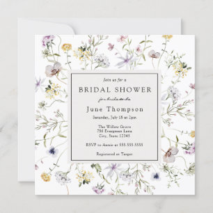 Invitation de douche nuptiale à cadre Fleur sauvag