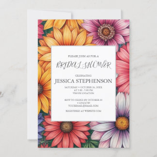 Invitation de douche nuptiale à fleurs Chrysanthem