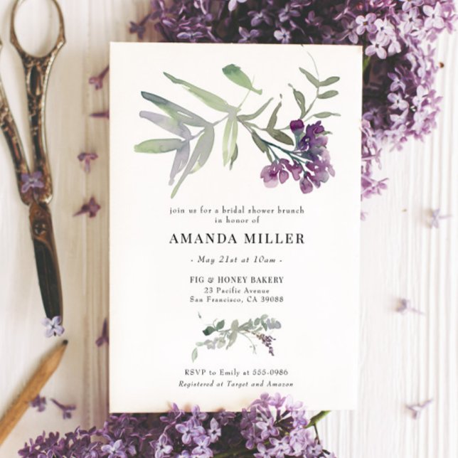 Invitation de douche nuptiale à fleurs violettes L (Créateur téléchargé)