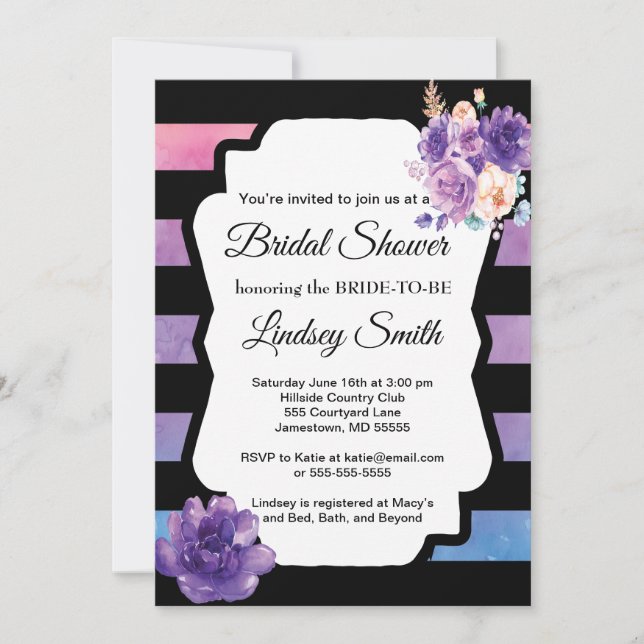 Invitation de douche nuptiale aquarelle (Devant)
