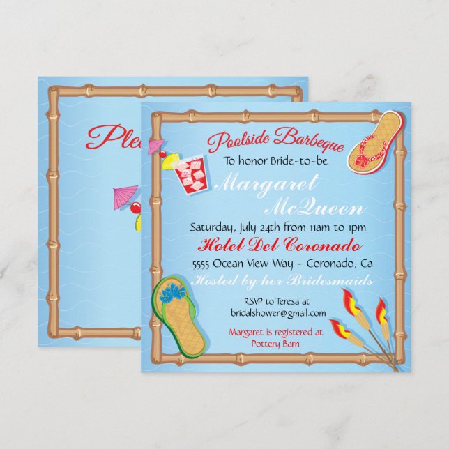 Invitation de douche nuptiale au bord de la plage (Devant / Derrière)