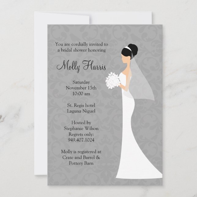 Invitation de douche nuptiale avec enveloppes corr (Devant)