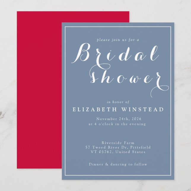 Invitation de douche nuptiale - Belle et élégante (Devant / Derrière)