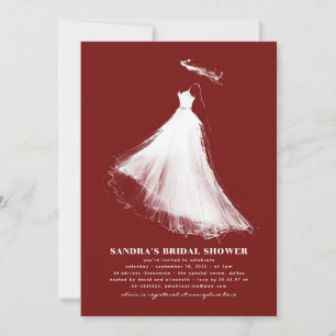 Invitation de douche nuptiale Bourgogne Rouge mini
