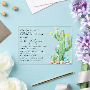 Invitation de douche nuptiale Cactus en ivoire