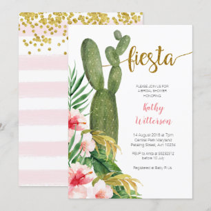 Invitation de douche nuptiale Cactus rose Succulen