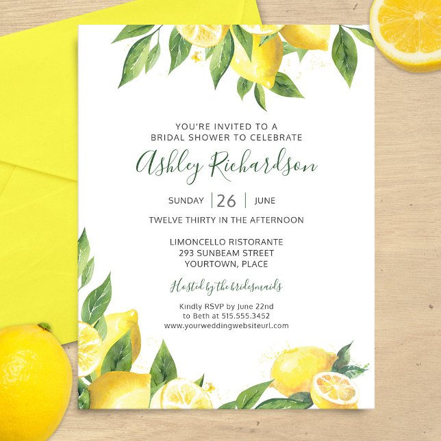 Invitation de douche nuptiale citron aquarelle (Créateur téléchargé)