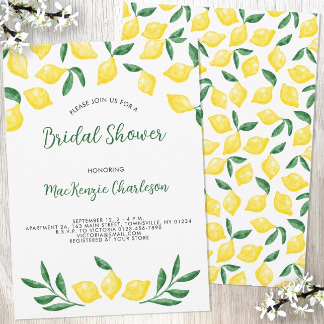 Invitation de douche nuptiale citron aquarelle (Créateur téléchargé)