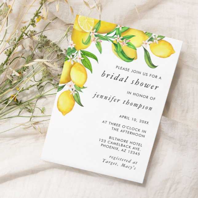 Invitation de douche nuptiale citron aquarelle (Créateur téléchargé)