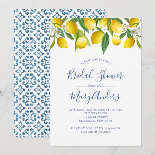 Invitation de douche nuptiale citron, Carrelage bl