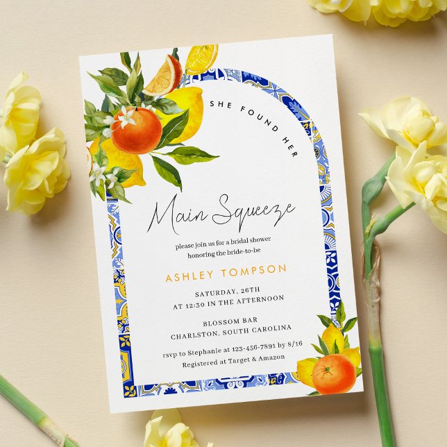 Invitation de douche nuptiale citron orange princi (Créateur téléchargé)