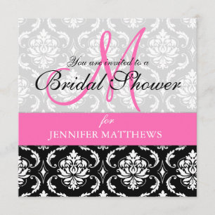 Invitation de douche nuptiale Damask Monogramme ro