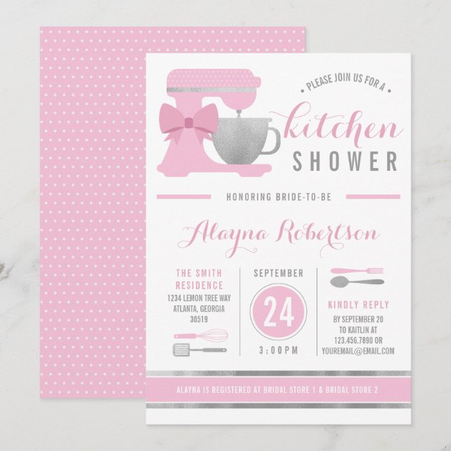 Invitation de douche nuptiale de cuisine, Faux Foi (Devant / Derrière)