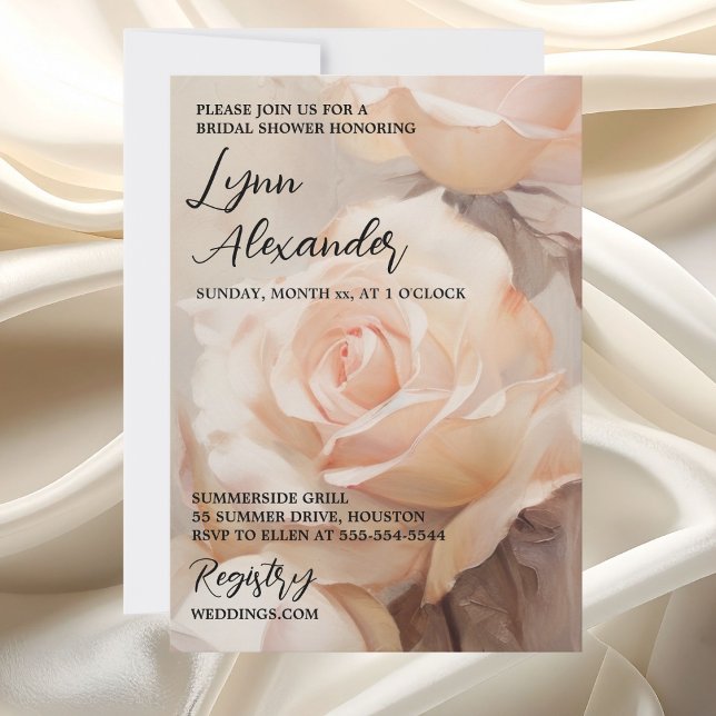 Invitation de douche nuptiale Élégants Roses d'été (Elegant Summer Roses Bridal Shower Save The Date)