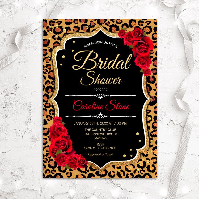 Invitation de douche nuptiale Empreinte de léopard (Créateur téléchargé)