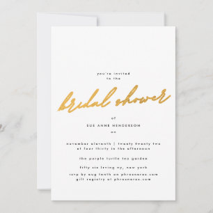 Invitation de douche nuptiale en or simple