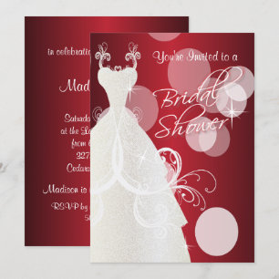 Invitation de douche nuptiale en rouge métallique