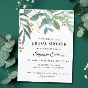 Invitation de douche nuptiale Eucalyptus Green