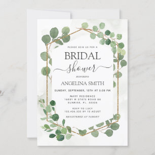 Invitation de douche nuptiale Feuille de cadre Euc
